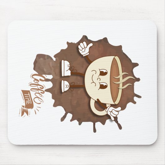 **Coffee Time – Cute Smiling Cup Steam  Muismat (Voorkant)
