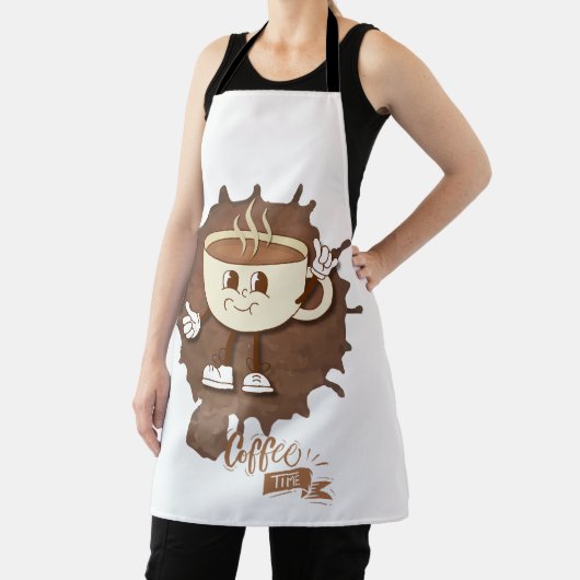 **Coffee Time – Cute Smiling Cup Steam  Schort (Insitu)