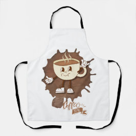 **Coffee Time – Cute Smiling Cup Steam  Schort