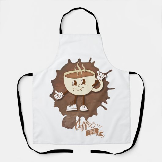 **Coffee Time – Cute Smiling Cup Steam  Schort (Voorkant)