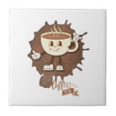 **Coffee Time – Cute Smiling Cup Steam  Tegeltje (Voorkant)