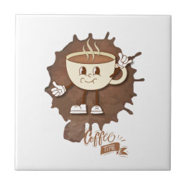 **Coffee Time – Cute Smiling Cup Steam  Tegeltje