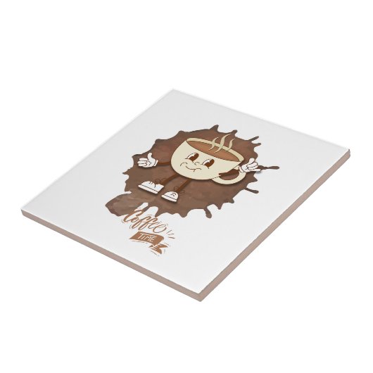 **Coffee Time – Cute Smiling Cup Steam  Tegeltje (Zijkant)