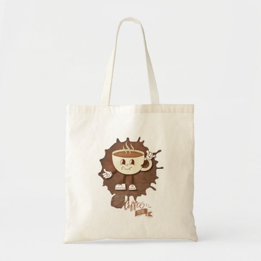 **Coffee Time – Cute Smiling Cup Steam  Tote Bag (Voorkant)