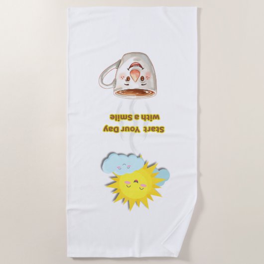 Coffee Time – Cute Smiling Cup Strandlaken (Voorkant)