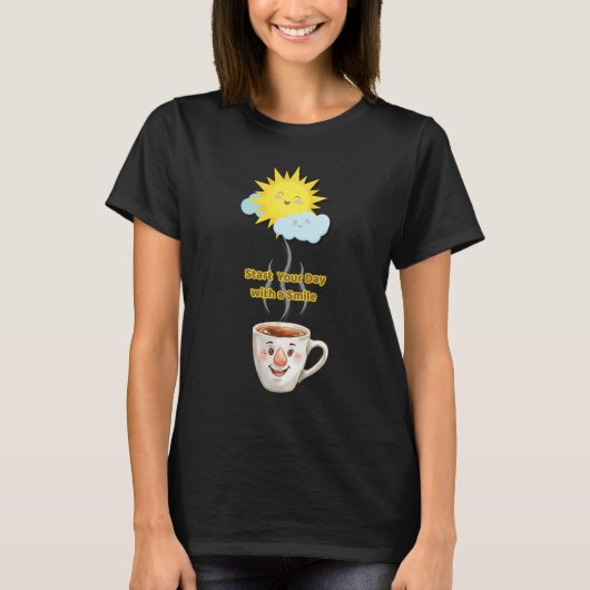 Coffee Time – Cute Smiling Cup T-shirt (Voorkant)