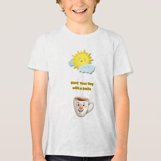 Coffee Time – Cute Smiling Cup Tri-Blend Shirt (Voorkant)