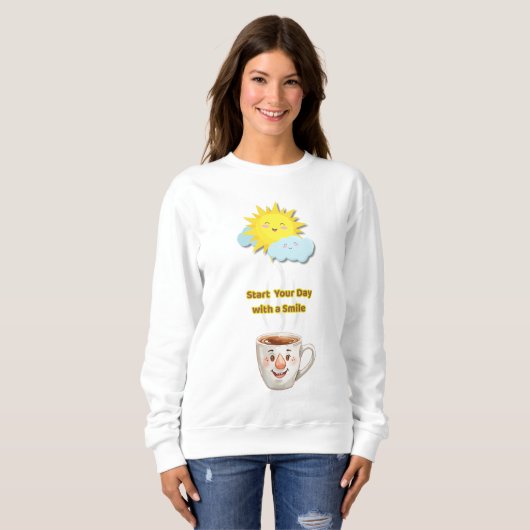 Coffee Time – Cute Smiling Cup Trui (Voorkant volledig)