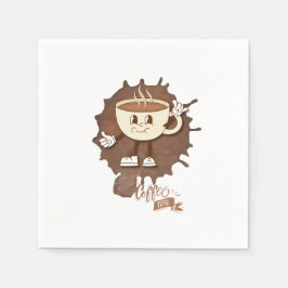 Coffee Time – Cute Smiling Cup with Heart Steam &  Servet