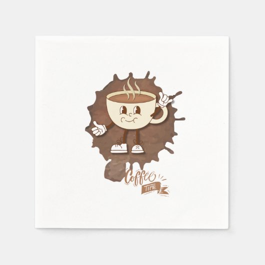 Coffee Time – Cute Smiling Cup with Heart Steam &  Servet (Voorkant)