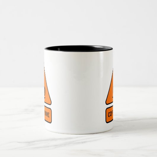 Coffee Time Hazard Sign Tweekleurige Koffiemok (Center)