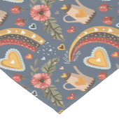 Coffee Time Heart Rainbow Boho Pattern Korte Tafelloper (Hoek)