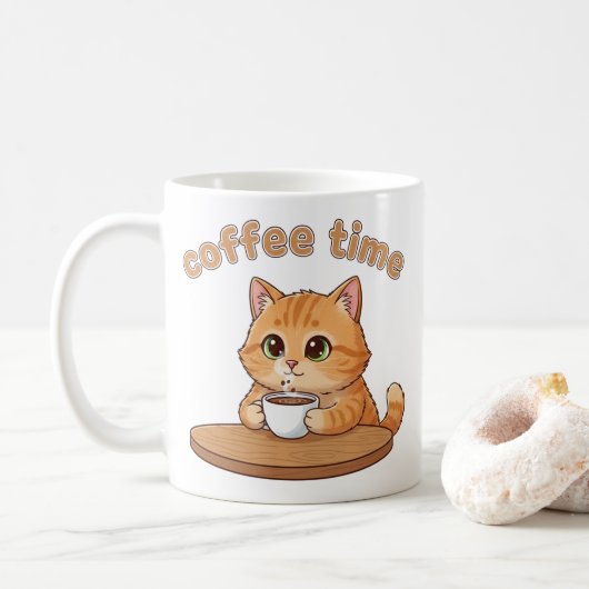 Coffee Time Kitty Mug | Gift For Cat Lovers Koffiemok (Met donut)