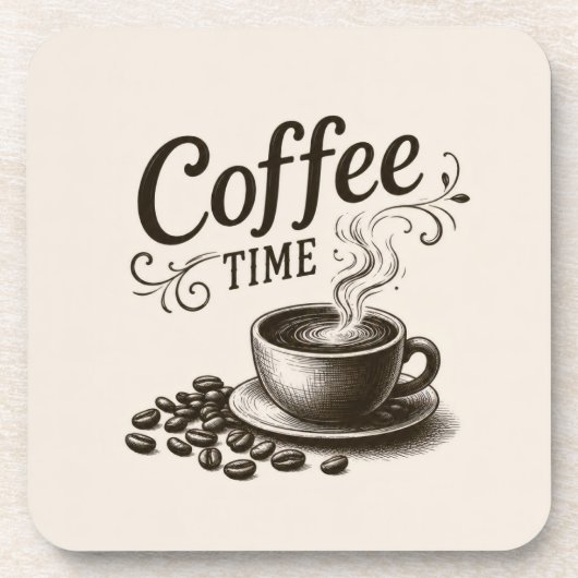 Coffee Time Kurken Rug Onderzetters Set van 6 (Voorkant)