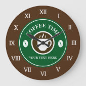 Coffee time large wall clock for kitchen cafe shop grote klok (Voorkant)