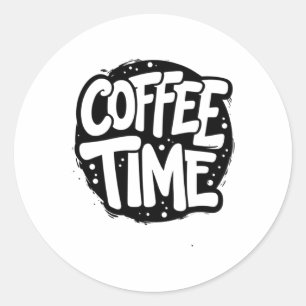 Coffee Time - Vetgedrukte handgeschreven typografi Ronde Sticker