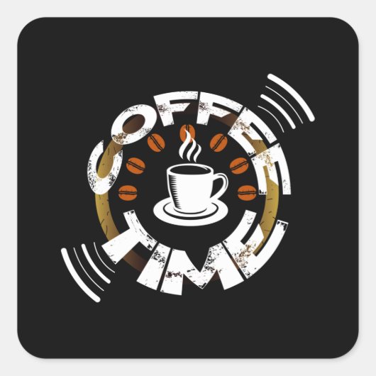 Coffee Time Vierkante Sticker (Voorkant)