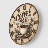 Coffee Time Vintage Rustic Grote Klok (Hoek)