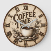Coffee Time Vintage Rustic Grote Klok (Voorkant)