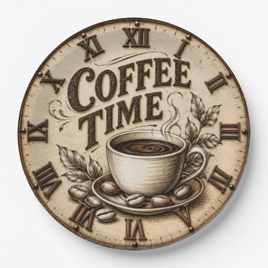 Coffee Time Vintage Rustic Papieren Bordje (Voorkant)
