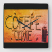 Coffee Time Wall Clock Vierkante Klok (Voorkant)