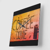 Coffee Time Wall Clock Vierkante Klok (Hoek)