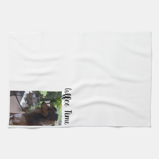 Coffee Time with a Cute Sheltie! Theedoek (Horizontaal)