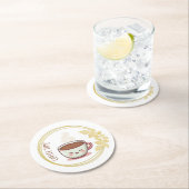 Coffee Time with Gold Leaf Coaster Ronde Kartonnen Onderzetter (Insitu)