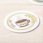 Coffee Time with Gold Leaf Coaster Ronde Kartonnen Onderzetter (Gebogen)