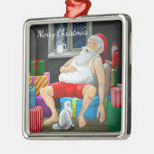 Coffee Time with Santa Claus Metalen Ornament (Links)