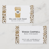 Coffee | to go (bruine textuur II) Koffiebonen Visitekaartje (Voorkant / Achterkant)