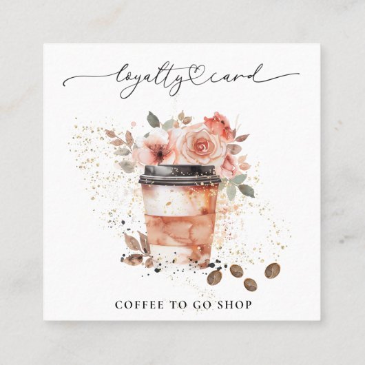 *~* Coffee to Go Glitter Heart Rewards Rozen QR Klantenkaartje (Achterkant)