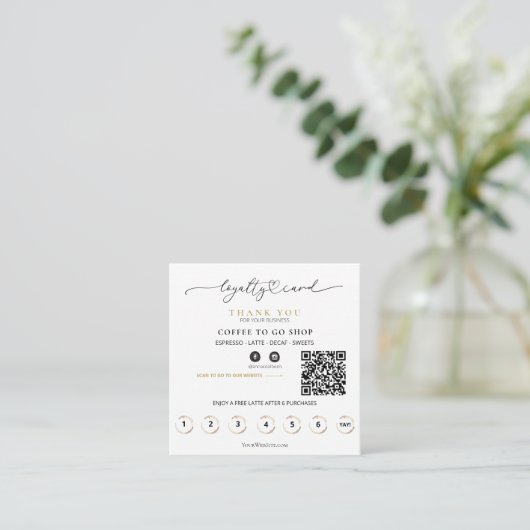 *~* Coffee to Go Glitter Heart Rewards Rozen QR Klantenkaartje (Staand voorkant)