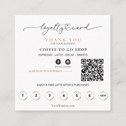 *~* Coffee to Go Glitter Heart Rewards Rozen QR Klantenkaartje (Voorkant)