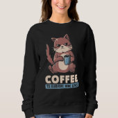 Coffee To Survive Nine Lives Angry Cat Pun Coffee Trui (Voorkant)