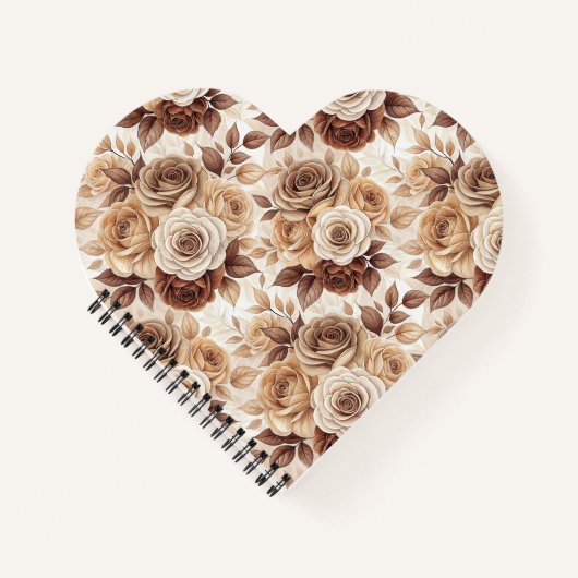 Coffee Tones Floral Roos Pattern Notitieboek (Voorkant)