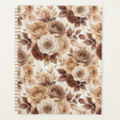 Coffee Tones Floral Roos Pattern Planner (Voorkant)