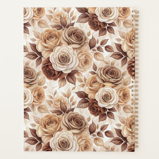 Coffee Tones Floral Roos Pattern Planner (Achterkant)