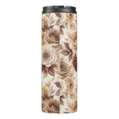 Coffee Tones Floral Roos Pattern Thermosbeker (Achterkant)