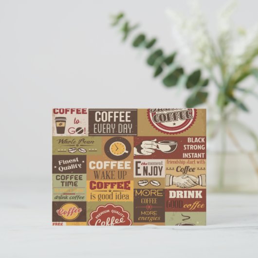 Coffee Typografie Briefkaart (Staand voorkant)