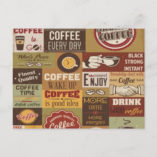 Coffee Typografie Briefkaart (Voorkant)