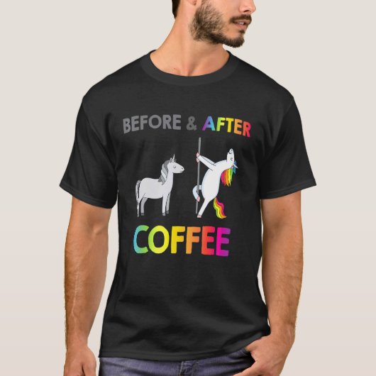 Coffee Unicorn Caffeine voor na koffie T-shirt (Voorkant)