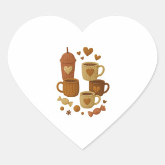 Coffee Valentine Day Love Knitted Hearts Hugs Hart Sticker