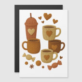 Coffee Valentine Day Love Knitted Hearts Hugs Magnetische Uitnodiging (Voorkant / Achterkant)