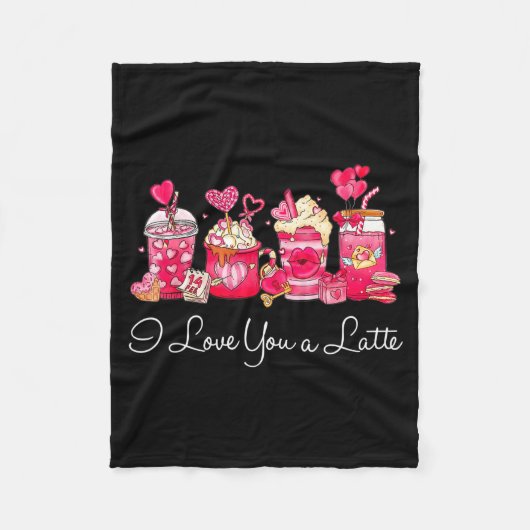 Coffee Valentine Shirt I Love You A Latte Fleece Deken (Voorkant)