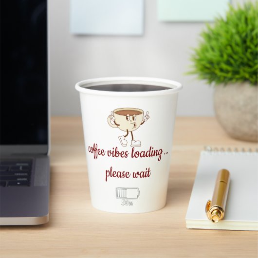 Coffee Vibes Loading – Minimal Coffee Mug  Papieren Bekers (Insitu)