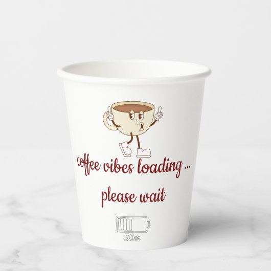 Coffee Vibes Loading – Minimal Coffee Mug  Papieren Bekers (Voorkant)