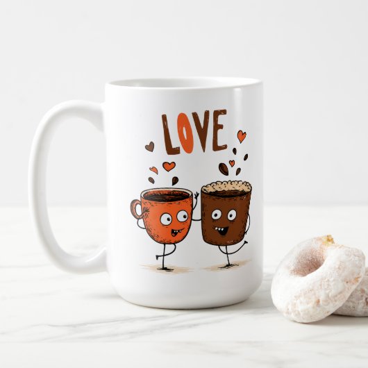 Coffee Vibes Minimalist Latte Art Koffiemok (Met donut)