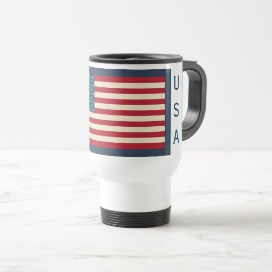 Coffee voor Amerikaanse vlag Reisbeker (Voorkant rechts)