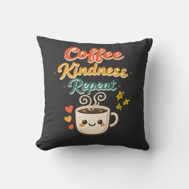Coffee Vriendelijkheid Herhaal Cute Retro Coffee W Kussen (Voorkant)